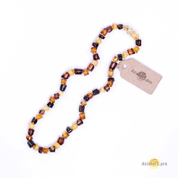 33cm • Daudzkrāsu krelles bērniem - Cilindru formas dzintara pērles