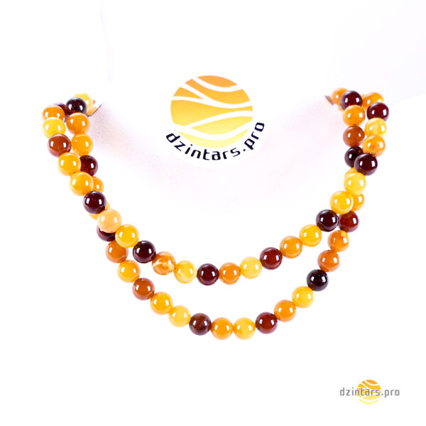 45cm • Ø5mm Multicolor round amber beads - pearl 