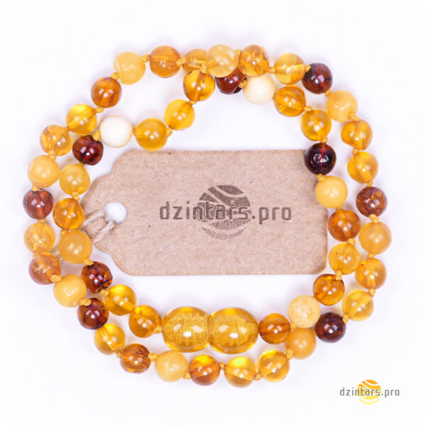 33cm • ~Ø5mm Multicoloured Baltic amber ball baby necklace - Calobrated round beads