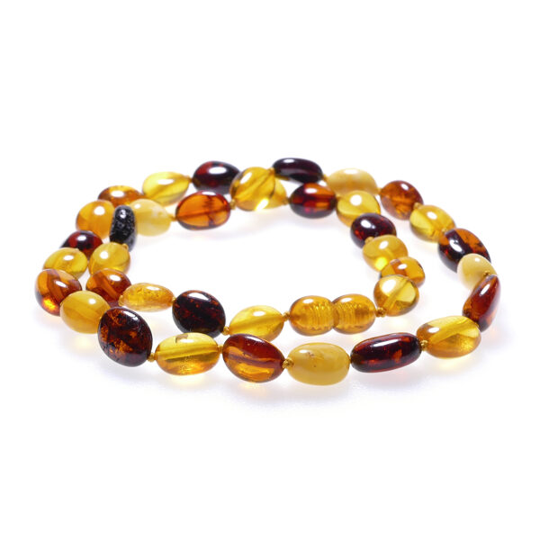 47см • Колье/ожерелье из балтийского янтаря в форме разноцветных бобов