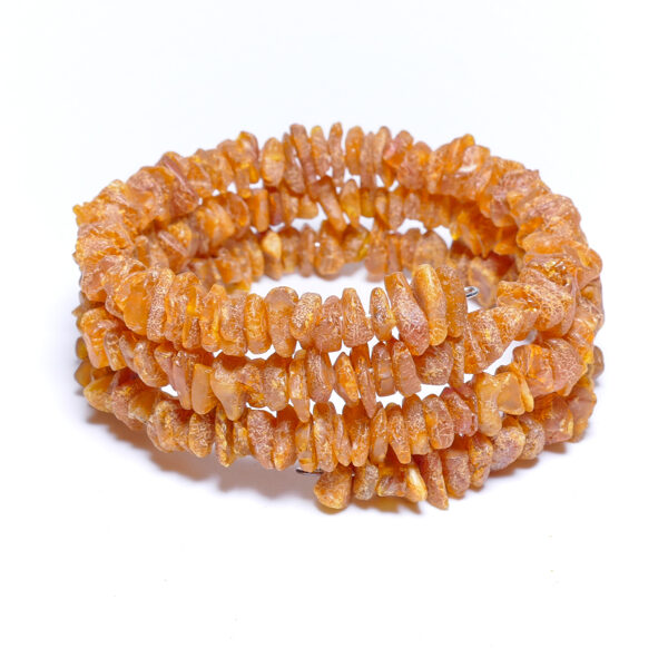 One size • 3-4 turn multi-row raw amber bracelet on memory wire