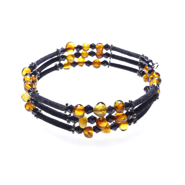 Viens izmērs - Eleganta Baltijas dzintara aproce uz metāla stīgas- 2 vijumi