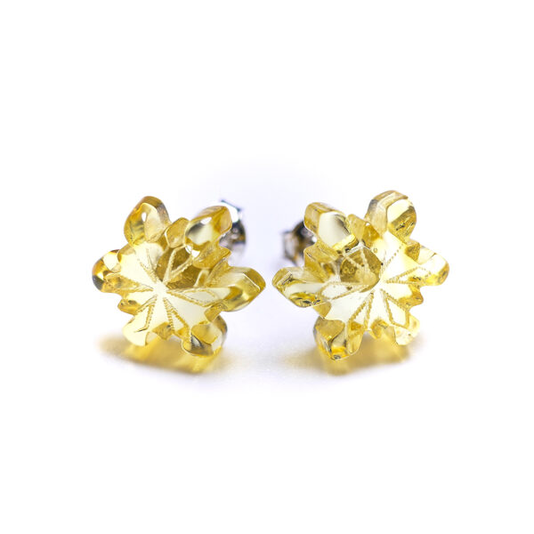 Women's and children's amber stud earrings - Snowflake - Frozen earrings