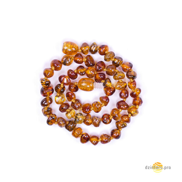 32-34cm • Honey-green necklace for babies - Vivid amber baroque beads