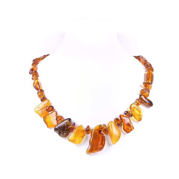 48см • Янтарное колье/ожерелье - разноцветные янтарные бусины