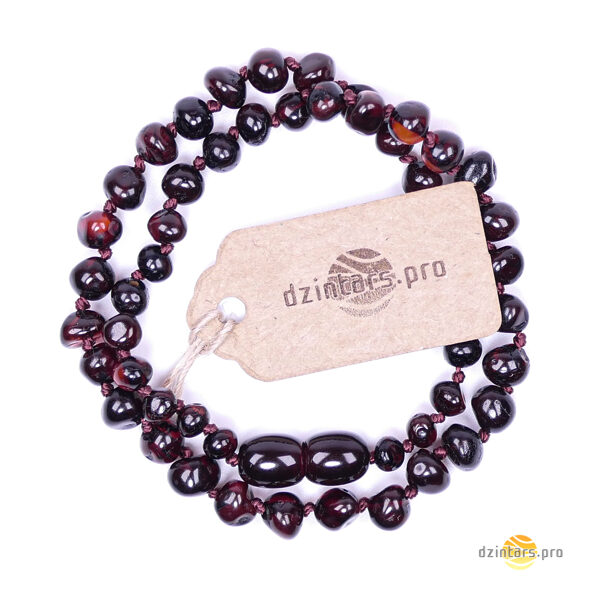 33cm • Premium children's amber beads (baroque-shaped beads) - unisex, cherry