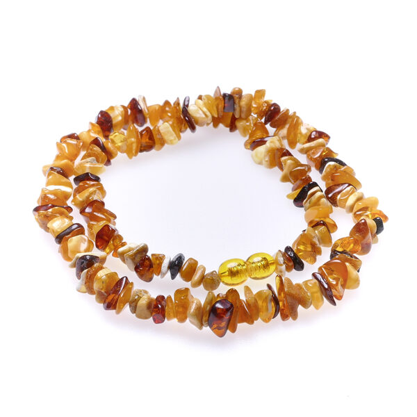 45,5см • Разноцветные бусы/ожерелье из балтийского янтаря в форме чипсов