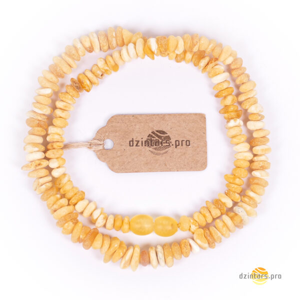44-45cm • Unpolished Baltic amber beads - royal (white) and honey-colored pearls with healing properties