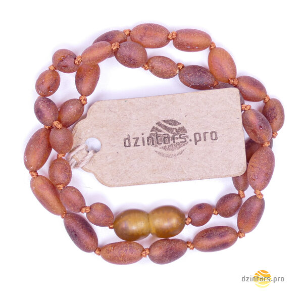 33cm • Бусы из неполированного янтаря оранжевого цвета для детей