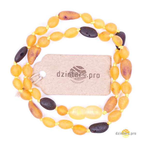 33-35cm • Бусы для детей из натурального янтаря - неполированный морской янтарь