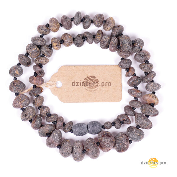 45-46cm • "Swamp" gray amber beads in a minimalist style - Necklace with free-form beads