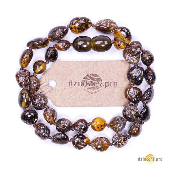 32-33cm • Grey Baltic amber necklace for babies - Freeform beads