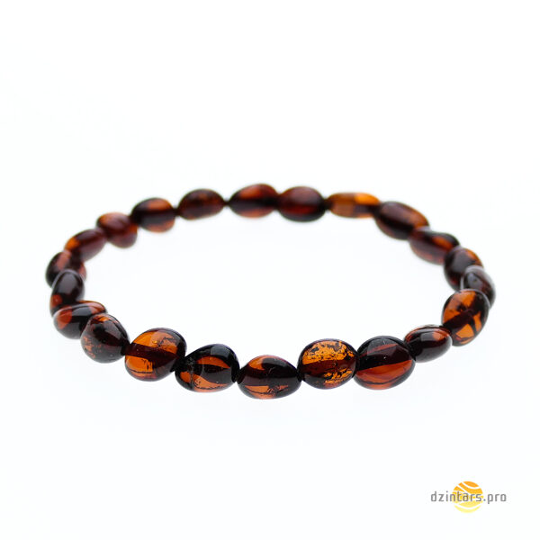 Pupiņu formas ķiršu krāsas pulētā dzintara aproce bērniem