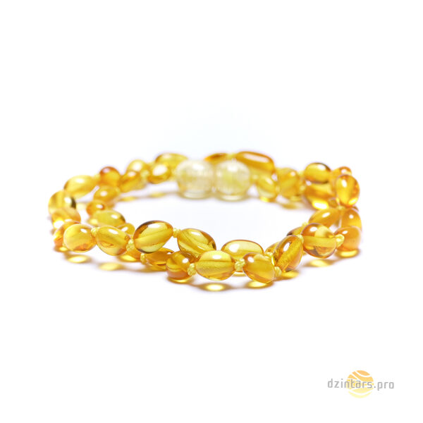 32-35cm • Bean-shaped honey-coloured polished baby amber necklace