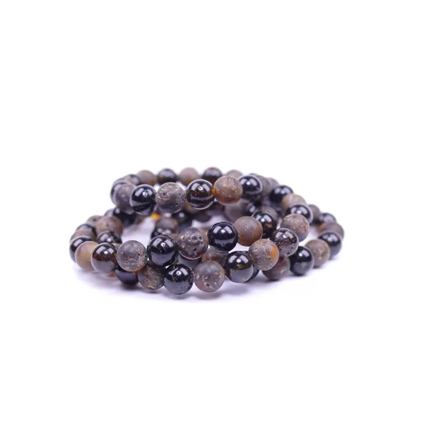 Dzintara krelles - pulēts un nepulēts dzintars - apaļu pērļu dzintara krelles - 5mm, 6mm o