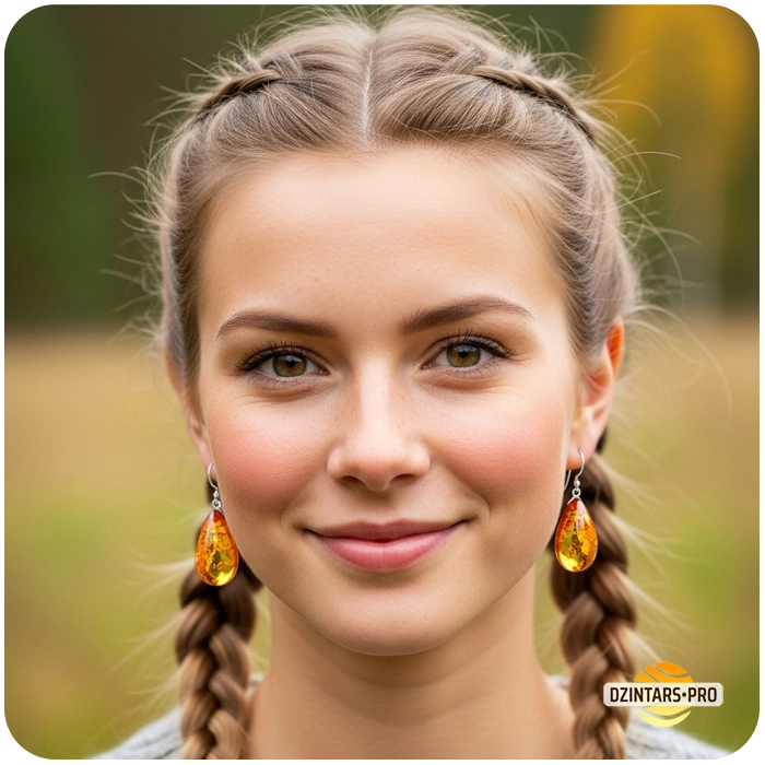 Купить янтарные серьги в Риге, Латвии - Натуральные янратные серёжки